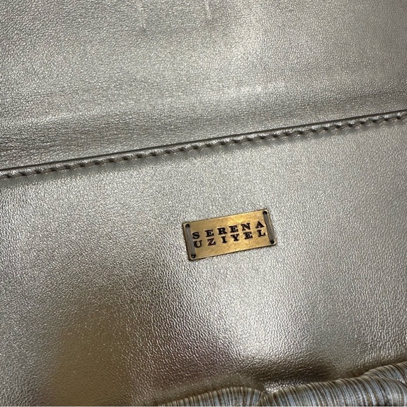 Serena Uziyel Women's Gold Catena Envelope Metallic Leather Clutch Bag - Picture 12 of 16